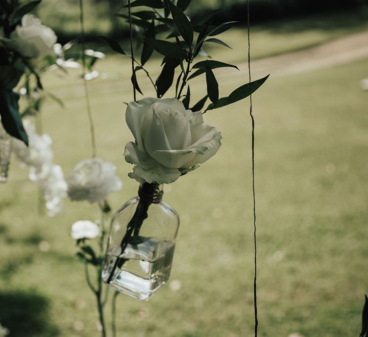 Hanging Flowers In Jam Jars For Wedding