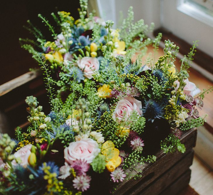 Bohemian Wedding Bouquet With Pinks and Yellows