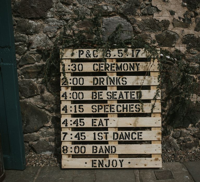 Wooden Palette Order Of The Day Sign For Wedding