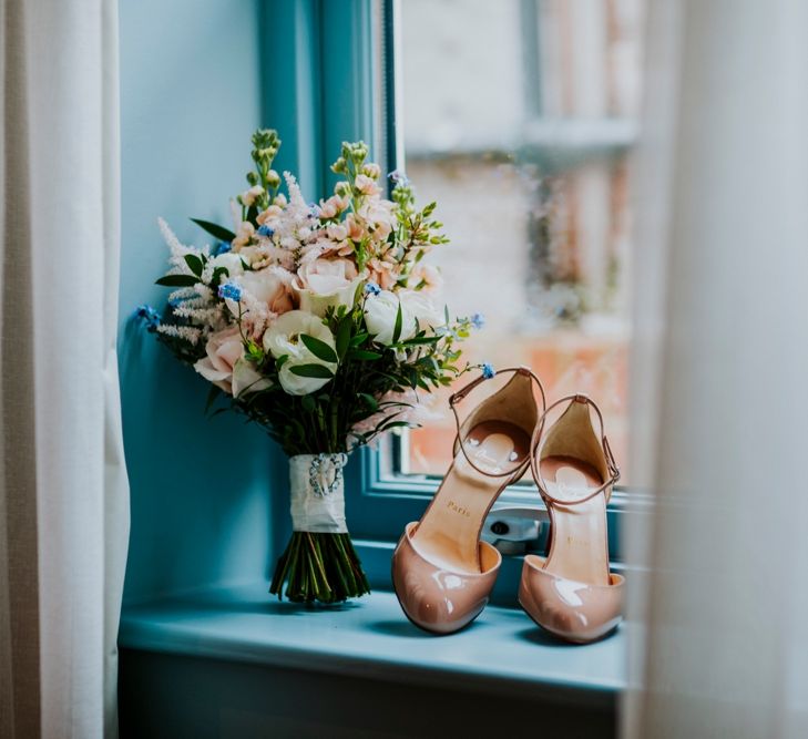 Pink Bridal Bouquet | Nude Christian Louboutin Pumps | Benjamin Stuart Photography