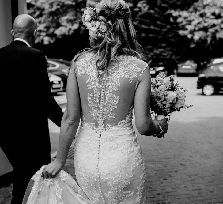 Bridal Entrance | Wedding Ceremony | Coppa Club, Sonning | Lace Lillian West Wedding Dress | Benjamin Stuart Photography