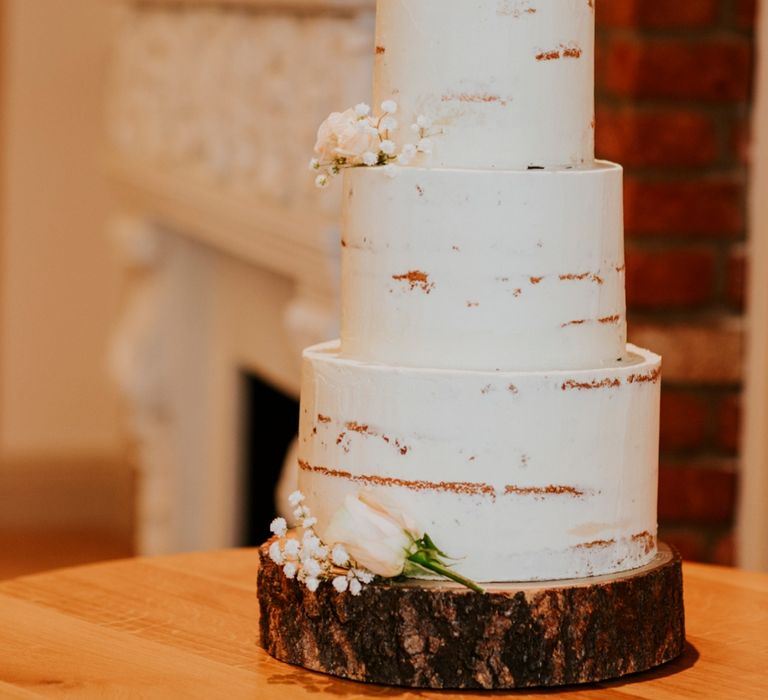 Semi Naked Wedding Cake | Coppa Club, Sonning Wedding | Benjamin Stuart Photography