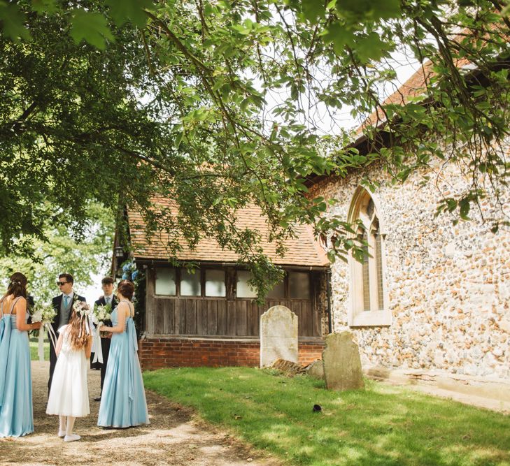 Pale Blue For Her and For Him Bridesmaid Dresses