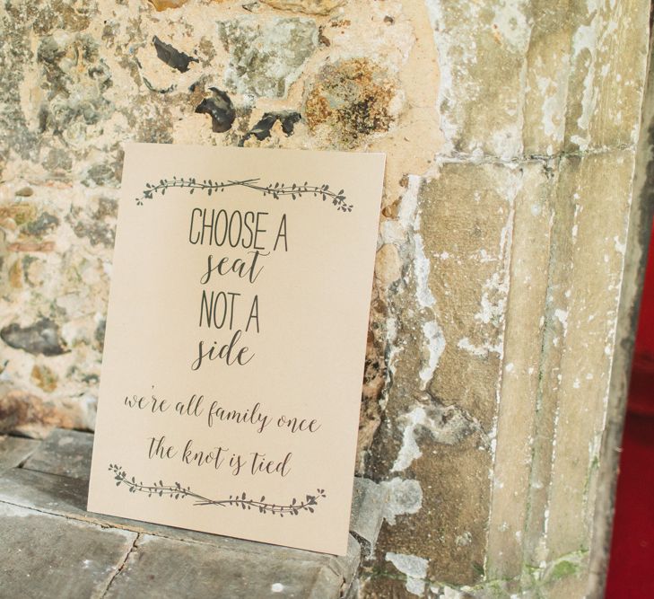 Choose a Seat Not A Side Wedding Sign