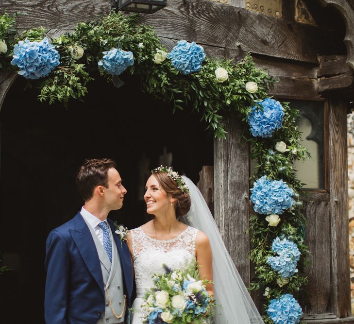 Blue Hydrangea Church Floral Arch