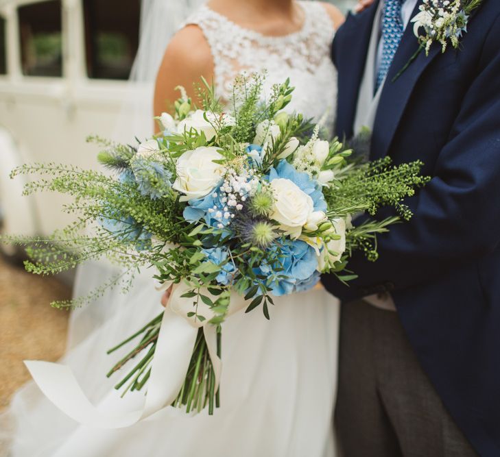 Blue & White Hydrangea & Stock Bouquet