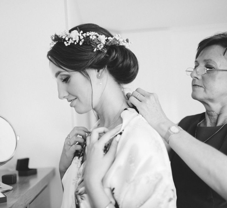 Chic Chignon & Flower Crown Bridal Up Do