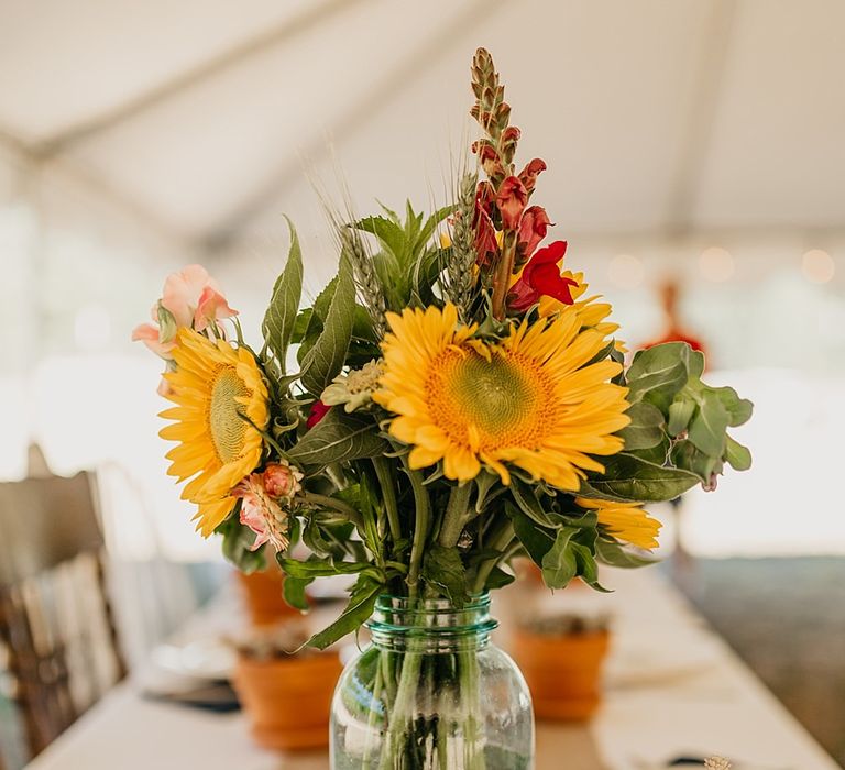 DIY At Home Farm Wedding with Rustic Decor & Wild Flowers | Lace Stella York Wedding Dress | Gloria Byler Photography