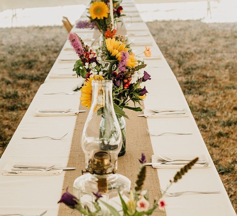 DIY At Home Farm Wedding with Rustic Decor & Wild Flowers | Lace Stella York Wedding Dress | Gloria Byler Photography