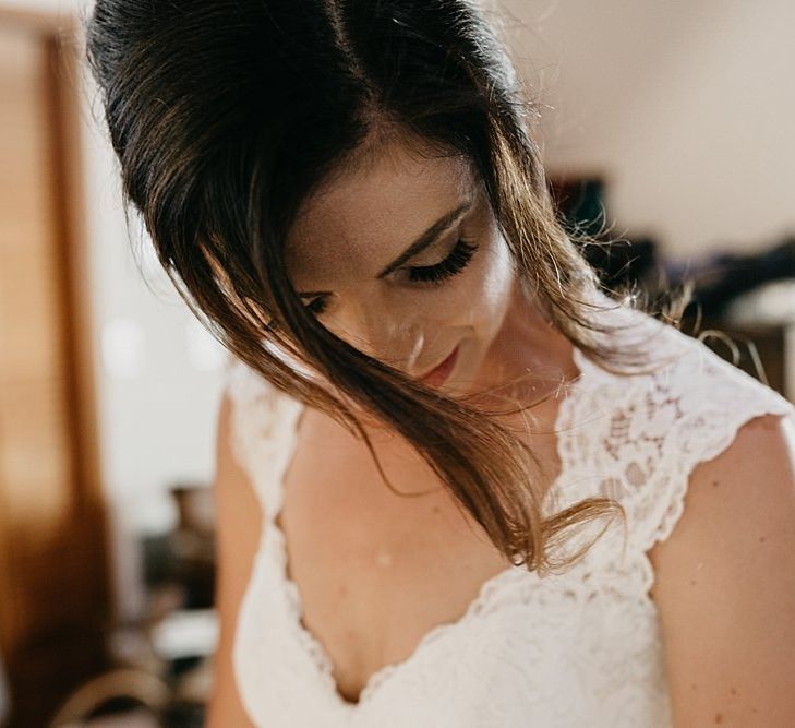 DIY At Home Farm Wedding with Rustic Decor & Wild Flowers | Lace Stella York Wedding Dress | Gloria Byler Photography