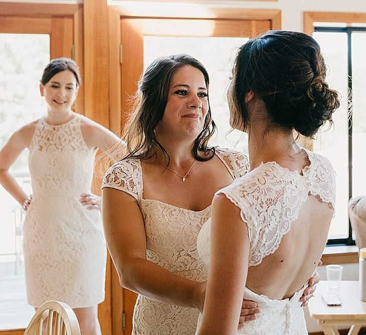 DIY At Home Farm Wedding with Rustic Decor & Wild Flowers | Lace Stella York Wedding Dress | Gloria Byler Photography