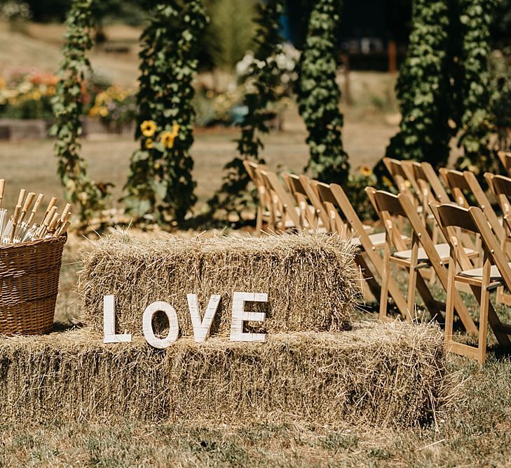 DIY At Home Farm Wedding with Rustic Decor & Wild Flowers | Lace Stella York Wedding Dress | Gloria Byler Photography