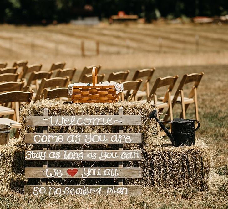 DIY At Home Farm Wedding with Rustic Decor & Wild Flowers | Lace Stella York Wedding Dress | Gloria Byler Photography