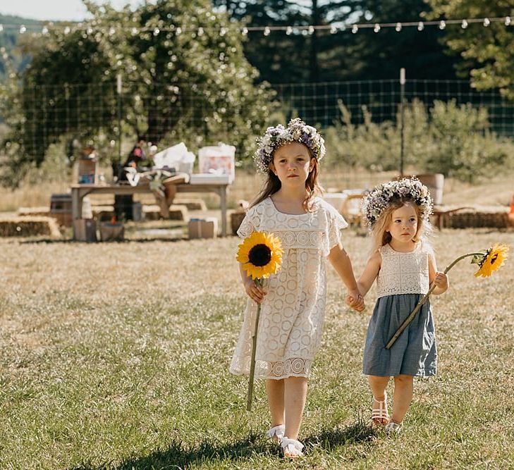 DIY At Home Farm Wedding with Rustic Decor & Wild Flowers | Lace Stella York Wedding Dress | Gloria Byler Photography