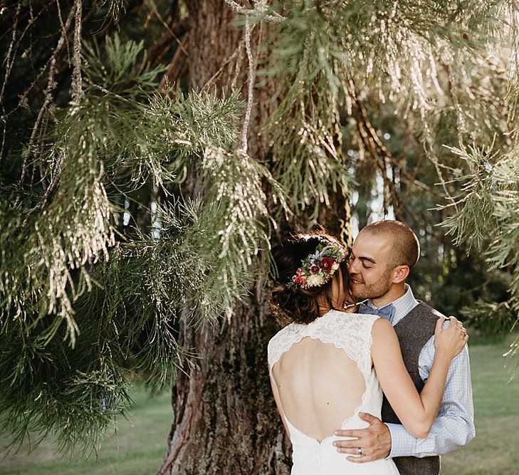 DIY At Home Farm Wedding with Rustic Decor & Wild Flowers | Lace Stella York Wedding Dress | Gloria Byler Photography