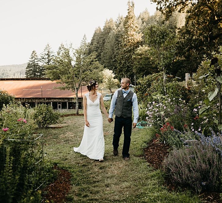 DIY At Home Farm Wedding with Rustic Decor & Wild Flowers | Lace Stella York Wedding Dress | Gloria Byler Photography