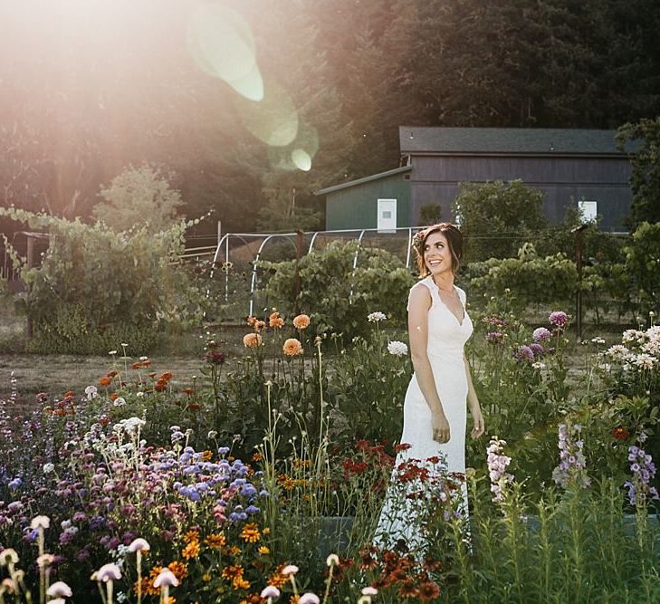 DIY At Home Farm Wedding with Rustic Decor & Wild Flowers | Lace Stella York Wedding Dress | Gloria Byler Photography