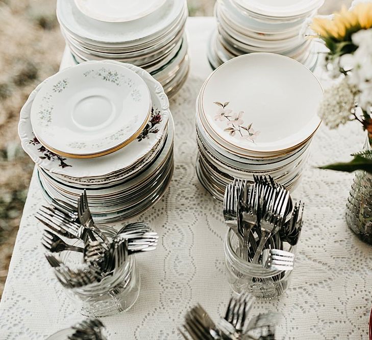 DIY At Home Farm Wedding with Rustic Decor & Wild Flowers | Lace Stella York Wedding Dress | Gloria Byler Photography