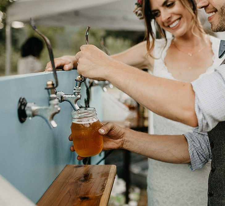 DIY At Home Farm Wedding with Rustic Decor & Wild Flowers | Lace Stella York Wedding Dress | Gloria Byler Photography