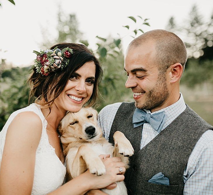 DIY At Home Farm Wedding with Rustic Decor & Wild Flowers | Lace Stella York Wedding Dress | Gloria Byler Photography