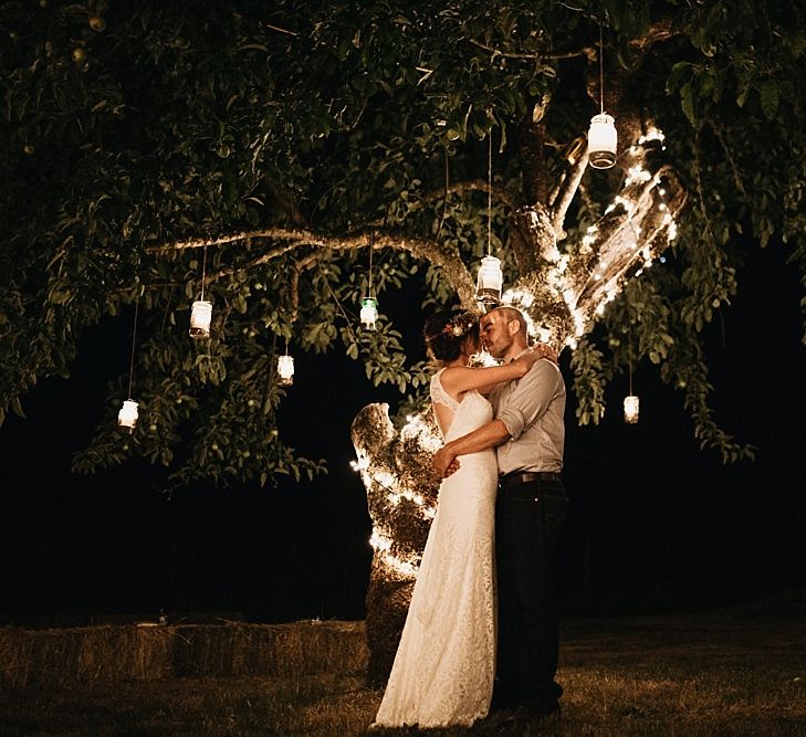 DIY At Home Farm Wedding with Rustic Decor & Wild Flowers | Lace Stella York Wedding Dress | Gloria Byler Photography