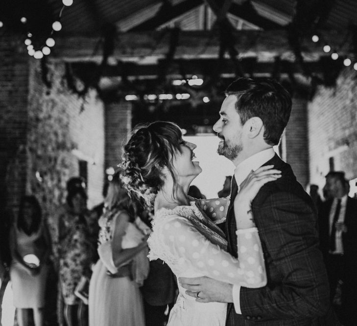 First Dance | Bride in Katya Katya Gown | Groom in Ted Baker Suit | Fishley Hall Rustic Barn Wedding | Darina Stoda Photography