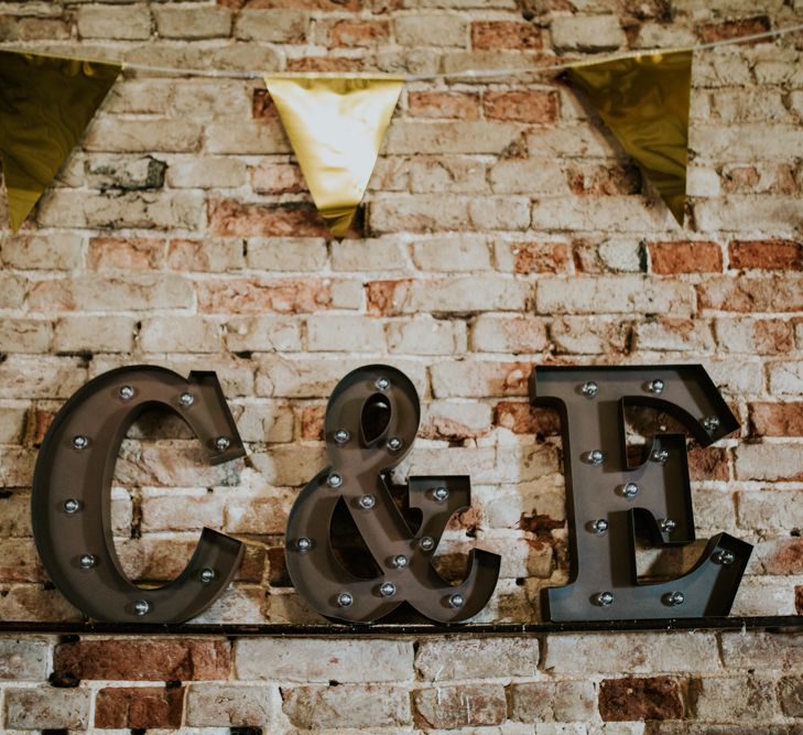 Metal Marquee Lights | Bunting | Wedding Decor | Fishley Hall Rustic Barn Wedding | Darina Stoda Photography