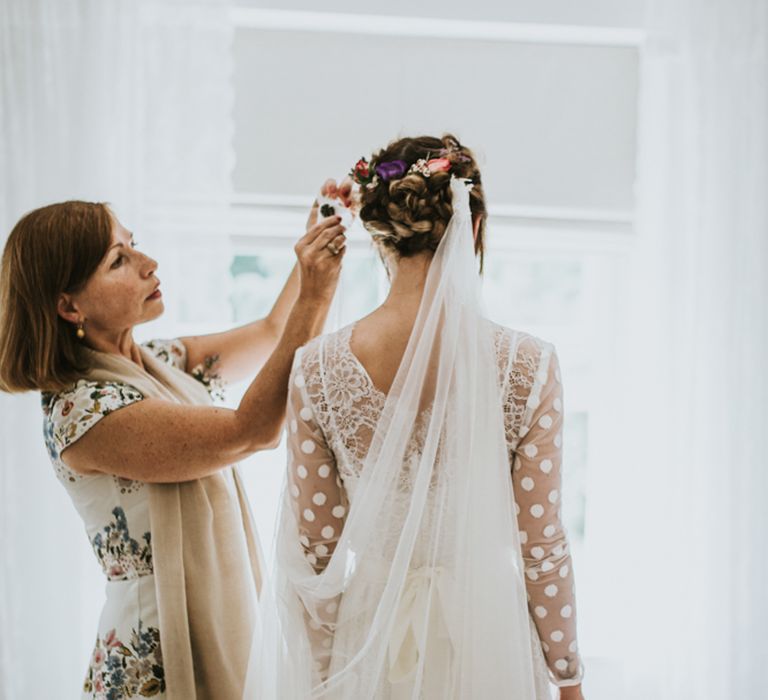 Bridal Preparations | Bride in Katya Katya Gown | Fishley Hall Rustic Barn Wedding | Darina Stoda Photography