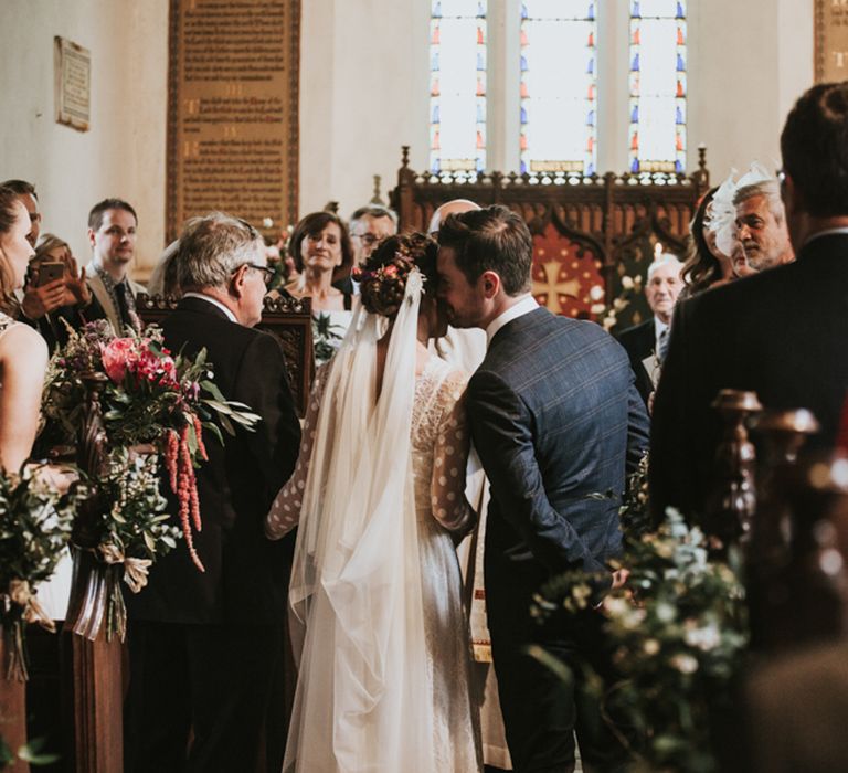 Bride in Katya Katya Gown | Groom in Ted Baker Suit | Fishley Hall Rustic Barn Wedding | Darina Stoda Photography