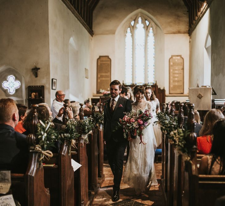 Wedding Ceremony | Bride in Katya Katya Gown | Groom in Ted Baker Suit | Fishley Hall Rustic Barn Wedding | Darina Stoda Photography