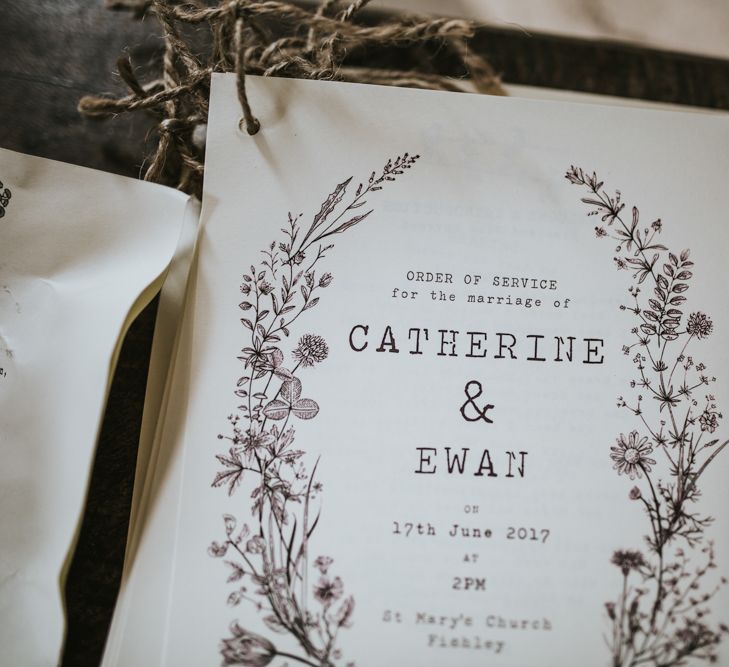 Order of Service Wedding Stationery | Fishley Hall Rustic Barn Wedding | Darina Stoda Photography