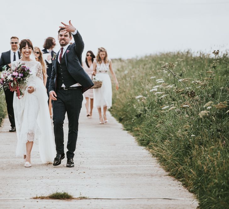 Bride in Katya Katya Gown | Groom in Ted Baker Suit | Fishley Hall Rustic Barn Wedding | Darina Stoda Photography