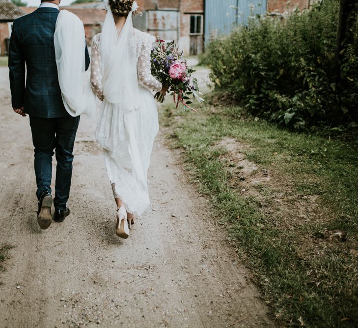 Bride in Katya Katya Gown | Groom in Ted Baker Suit | Fishley Hall Rustic Barn Wedding | Darina Stoda Photography