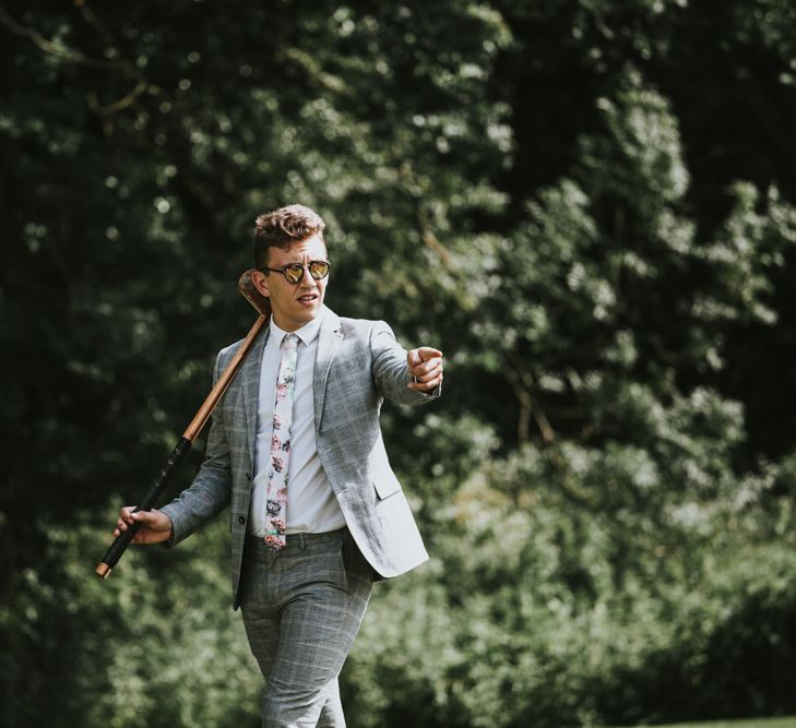 Lawn Games | Grey Checked Suit | Darina Stoda Photography