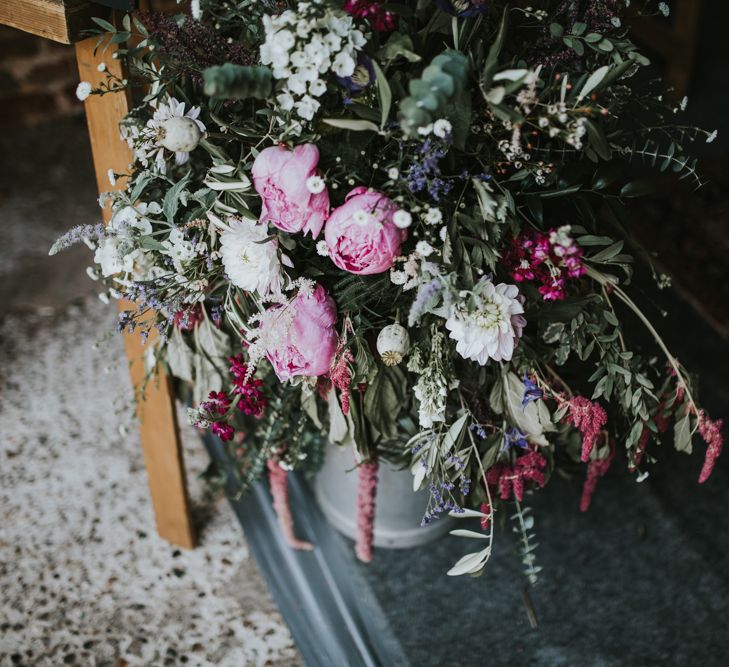 Berry Organic Flower Arrangement | Fishley Hall Rustic Barn Wedding | Darina Stoda Photography