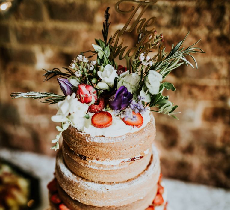 Victoria Sponge Naked Wedding Cake | Fishley Hall Rustic Barn Wedding | Darina Stoda Photography