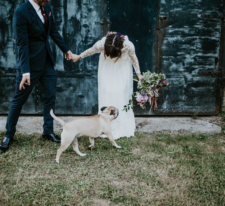 Bride in Katya Katya Gown | Groom in Ted Baker Suit | Fishley Hall Rustic Barn Wedding | Darina Stoda Photography