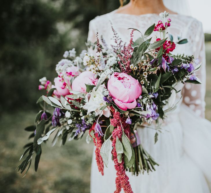 Swaffam Flowers Berry Bouquet | Katya Katya Gown | Fishley Hall Rustic Barn Wedding | Darina Stoda Photography