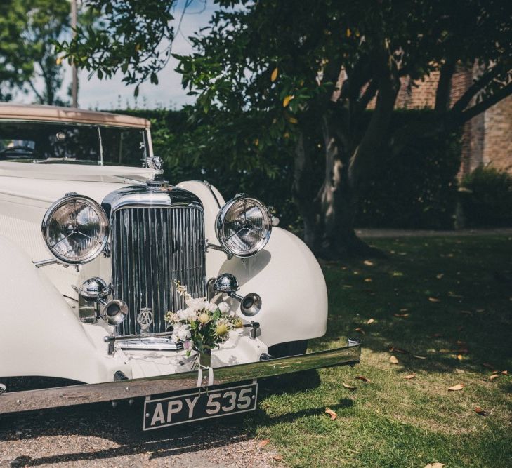 White Vintage Wedding Car