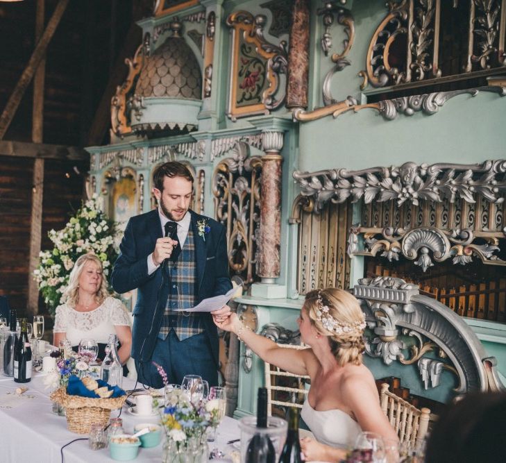 Preston Court Wedding With Bride In Sassi Holford & Groom In Checked Suit By Jack Bunneys With Images From Claire Penn Photography