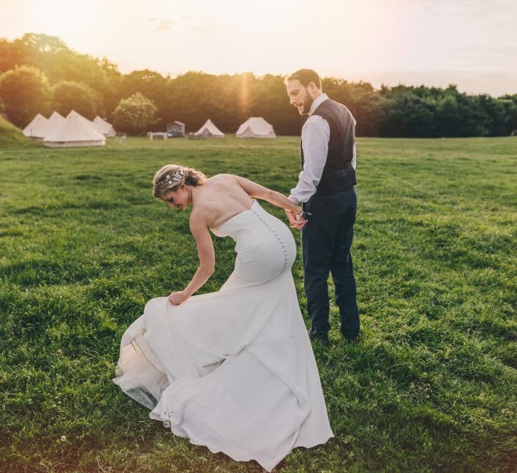 Preston Court Wedding With Bride In Sassi Holford & Groom In Checked Suit By Jack Bunneys With Images From Claire Penn Photography