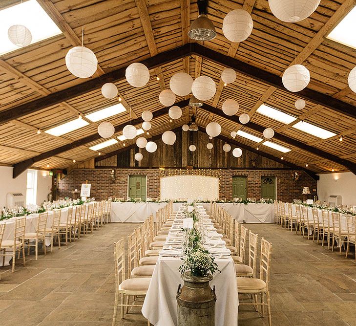 Bride In Bespoke Silk Cami & Skirt By Emma Beaumont At Owen House Wedding Barn With Bridesmaids In Blush Pink & Images From Paul Joseph Photography