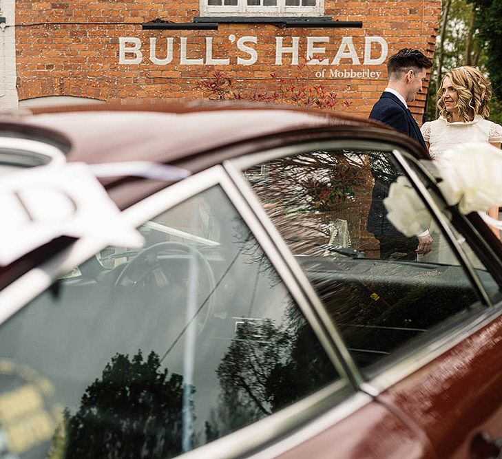 Bride In Bespoke Silk Cami & Skirt By Emma Beaumont At Owen House Wedding Barn With Bridesmaids In Blush Pink & Images From Paul Joseph Photography