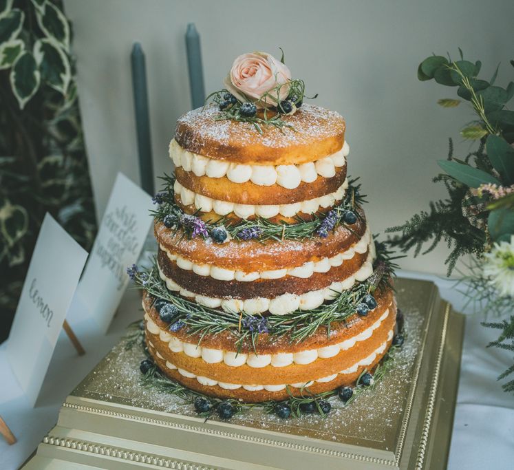 Naked Wedding Cake With Roses