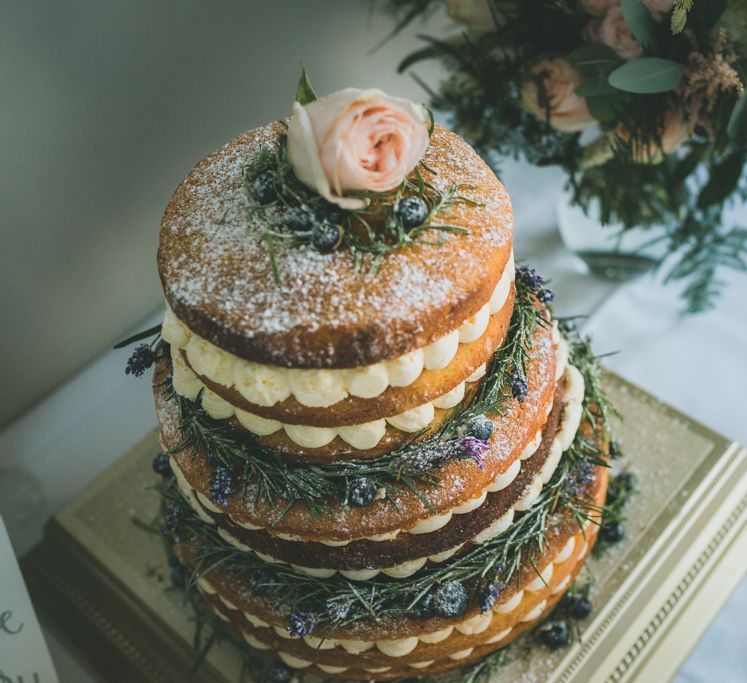 Naked Wedding Cake With Roses