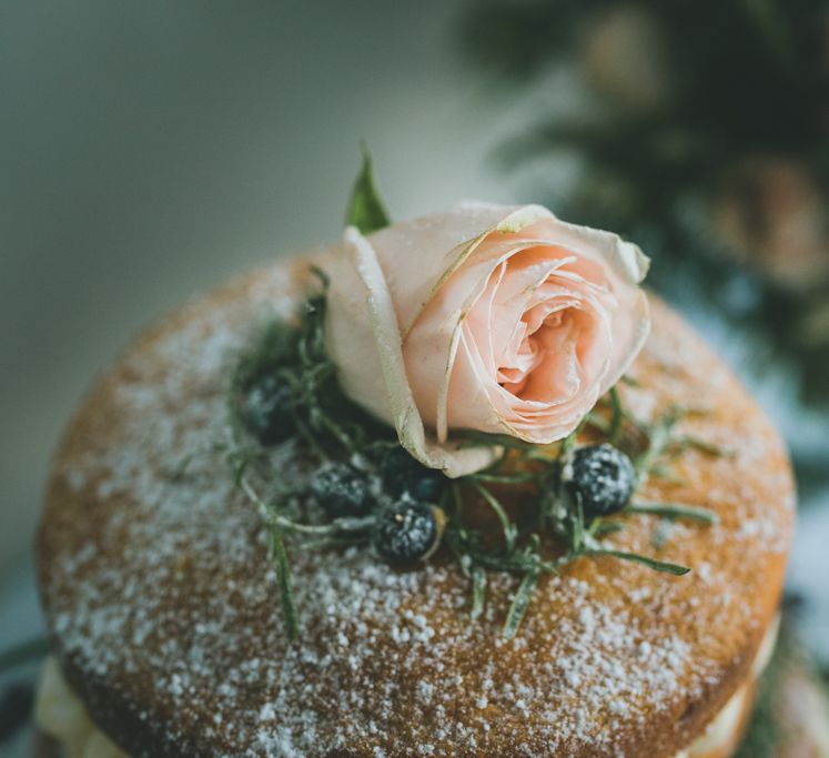 Naked Wedding Cake With Roses