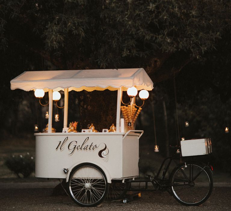 Gelato Van For Tuscany Destination Wedding // Elegant Destination Wedding In Tuscany At San Galgano Abbey With Bride In Bespoke Dress By Madame Paulette With Images From James Frost Photography