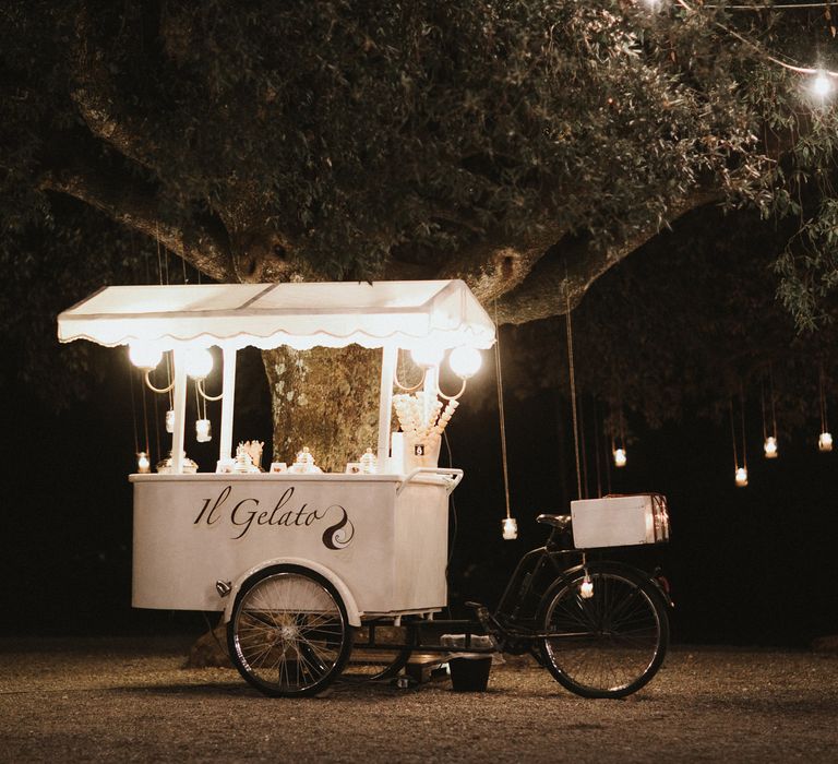 Gelato Van For Tuscany Destination Wedding // Elegant Destination Wedding In Tuscany At San Galgano Abbey With Bride In Bespoke Dress By Madame Paulette With Images From James Frost Photography