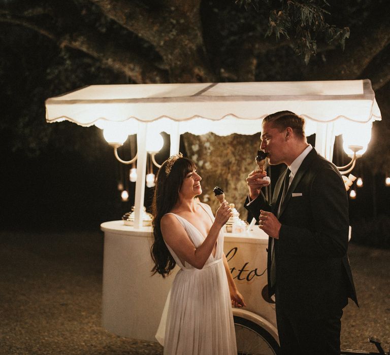 Gelato Van For Tuscany Destination Wedding // Elegant Destination Wedding In Tuscany At San Galgano Abbey With Bride In Bespoke Dress By Madame Paulette With Images From James Frost Photography