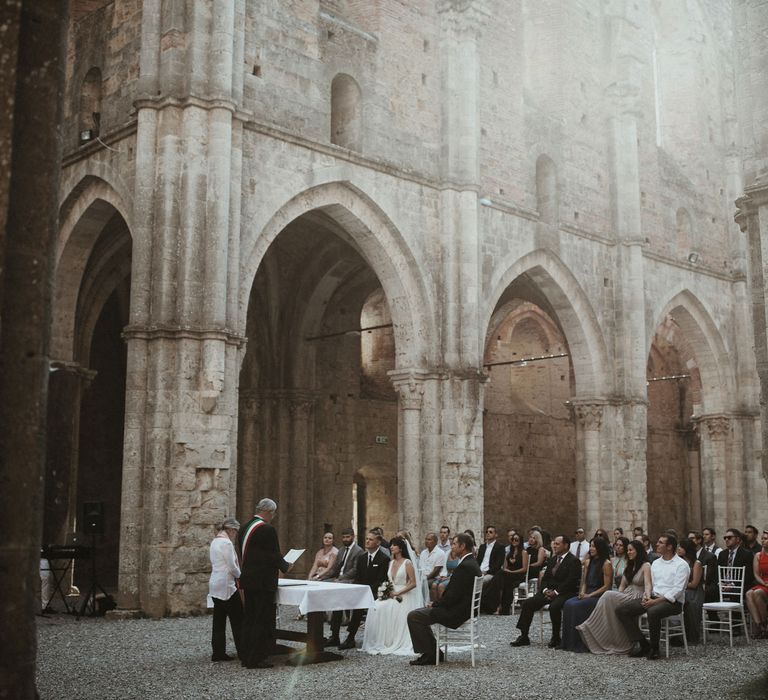 Elegant Destination Wedding In Tuscany At San Galgano Abbey With Bride In Bespoke Dress By Madame Paulette With Images From James Frost Photography